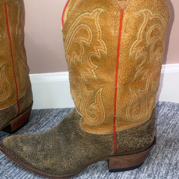 🚫SOLD🚫 Vtg Justin Boots 2toned suede leather midcalf ladies cowboy boots 8.5B - Picture 9 of 14